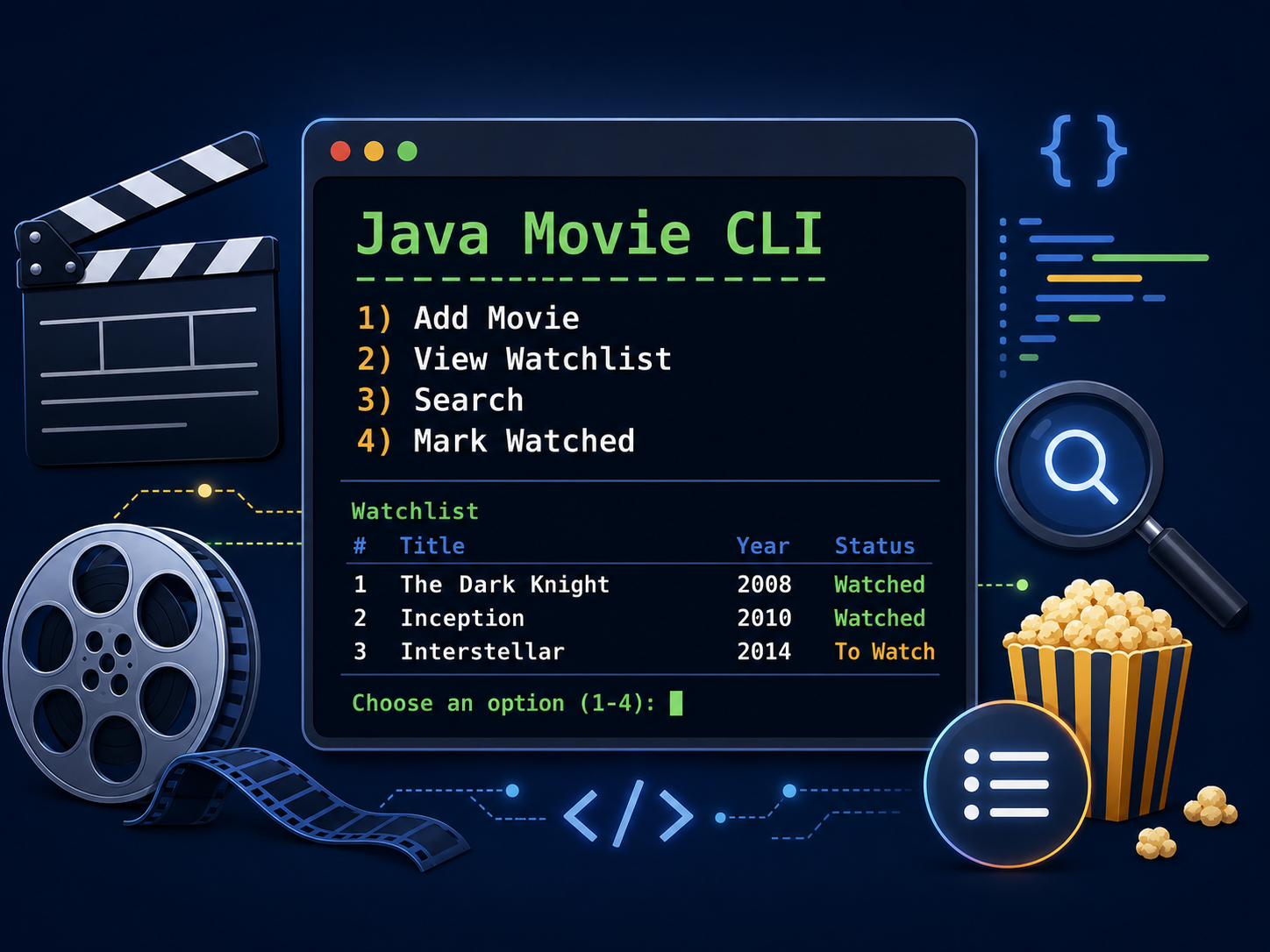 Java Movie CLI project graphic